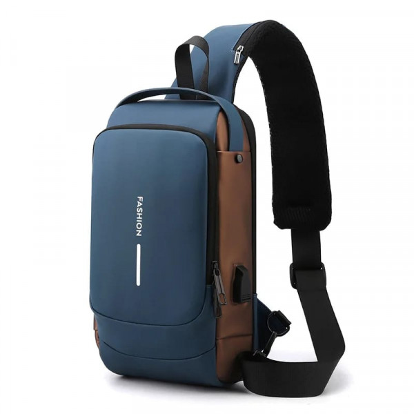 USB CHARGING ANTI THEFT SHOULDER BAG (BLUE ) 2