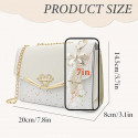 Golden Chain Strap Ladies Designer Bags Bowknot-decoration CrossBody Messenger Girls Fashion Confetti Purse Handbags (Khaki)