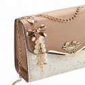 Golden Chain Strap Ladies Designer Bags Bowknot-decoration CrossBody Messenger Girls Fashion Confetti Purse Handbags (Khaki)