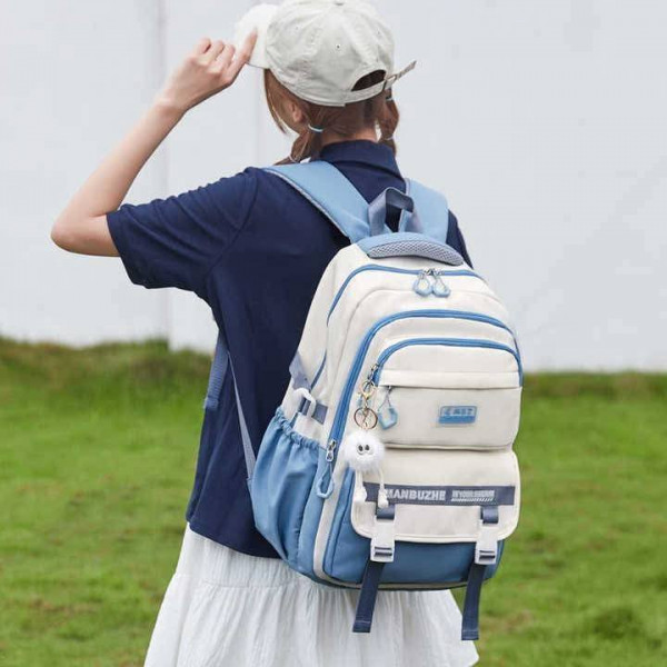 Academy Style School Bag Book Bag Lightweight College Student Backpack(blue)