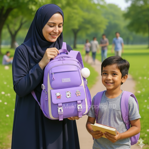 Kids Backpack Children School Bags for Girls Orthopedic Waterproof Primary Schoolbag Book Bag (Purple)