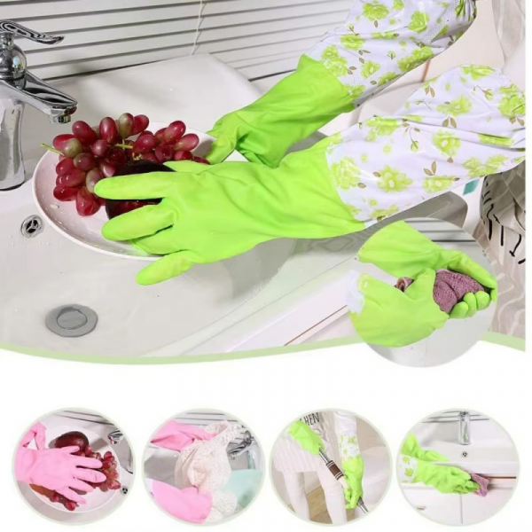 (১ জোড়া) Long Silicon Hand Gloves  Origina china  ( Green ) 