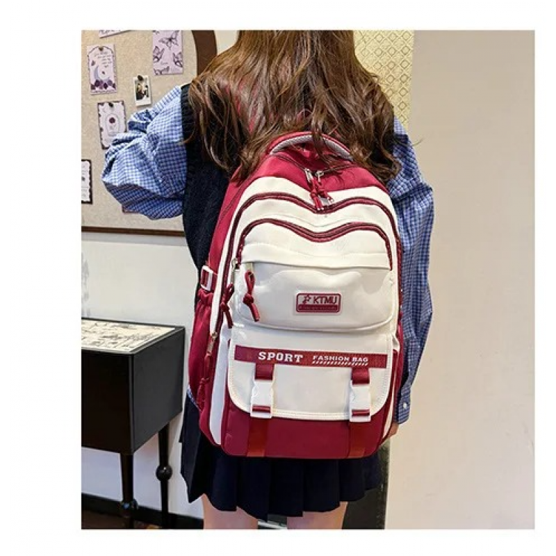 Academy Style School Bag Book Bag Lightweight College Student Backpack(Red)