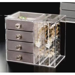 Clear Jewelry Display Organizer Earrings Ring Necklace Bracelet Stand Holder Acrylic Jewelry Storage Box with Velvet Drawer