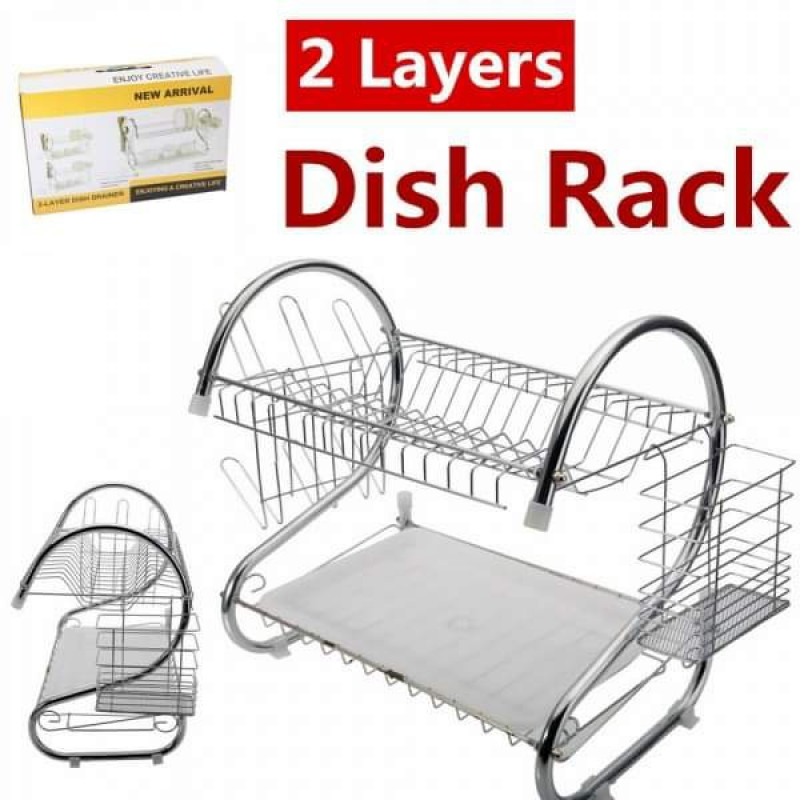 2 Layer Dish Drainer Kitchen Rack