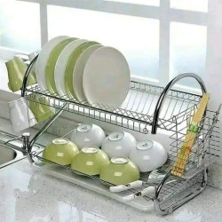 2 Layer Dish Drainer Kitchen Rack