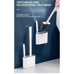 2 piece Wall Mounted Silicone Toilet Cleaning Brush