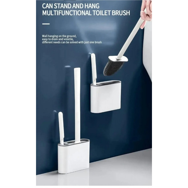 2 piece Wall Mounted Silicone Toilet Cleaning Brush