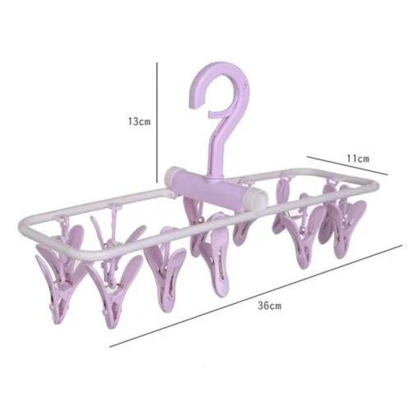 12 Clip Folding Drying Rack Multi-functional Fordable Underwear Socks Clips Plastic Clothes Clamps Hanger