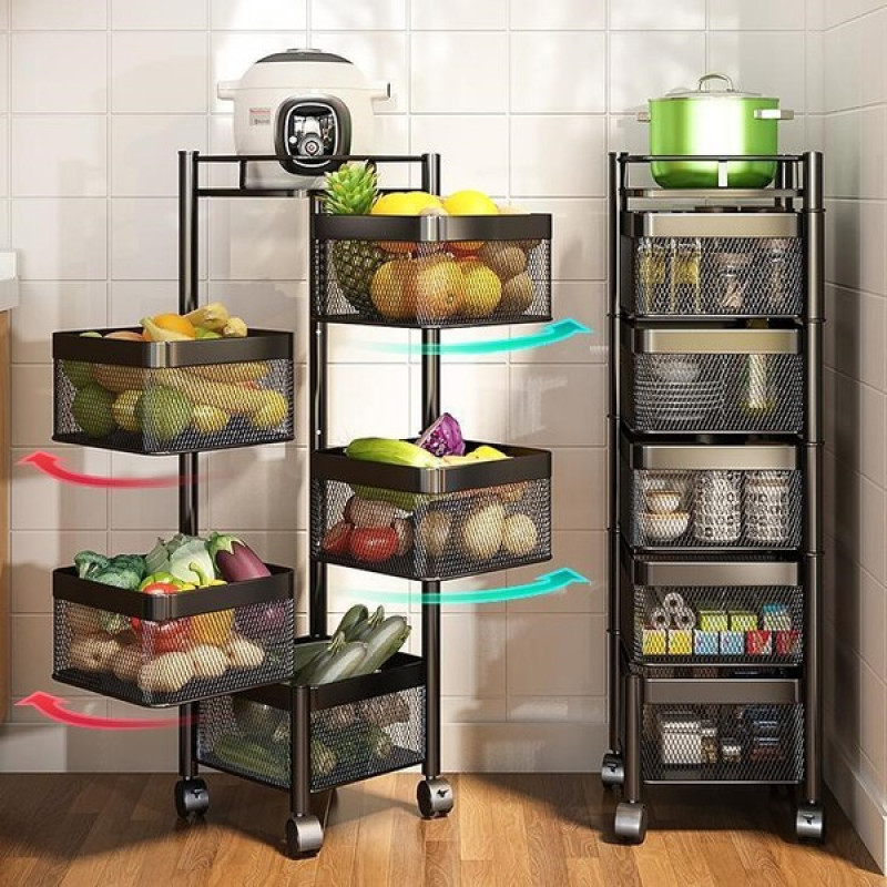 Multifunctional Rotating 5 layer Squire Vegetable Rack