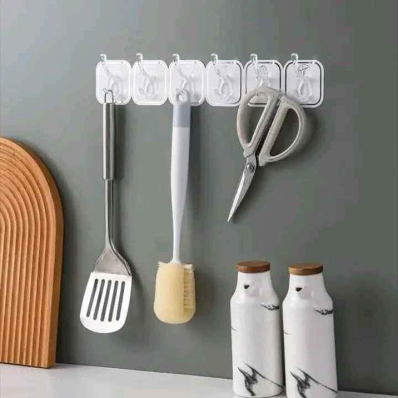6 pieces Transparent Plastic Wall Hook