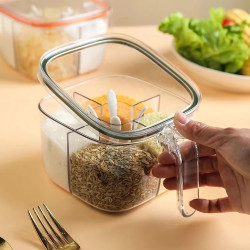 4 Compartment Transparent Spice Box with Spoon – Airtight Kitchen Container – Multipurpose Storage Box