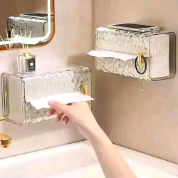 Wall Mounted Transparent Glacier Pattern Tissue Holder
