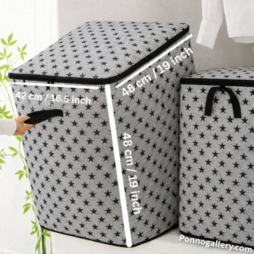 Star Printed Huge Capacity Printed Quilt Storage Bag( 3 Pcs)