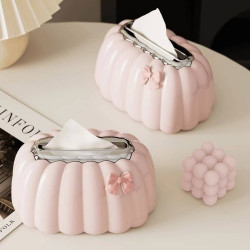 Pumpkin shaped facial tissue holder box 
