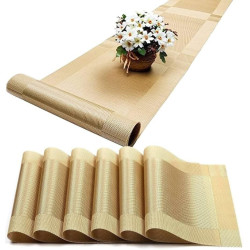 6 Pieces washable Table Mats And 1 Piece Runner for Dining Table