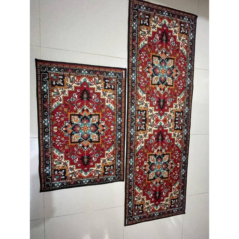 Anti-slip 3D Printed Geometric Kitchen Mat Set