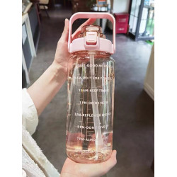2 Liters Straw Plastic Water Bottle Large Portable Travel Bottle Sports Fitness Cup High Value Big Fat Cup Adult Universal