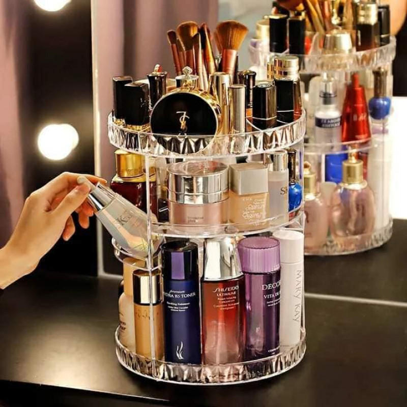 360 Degree Rotating Cosmetic Storage Box Makeup Organizer