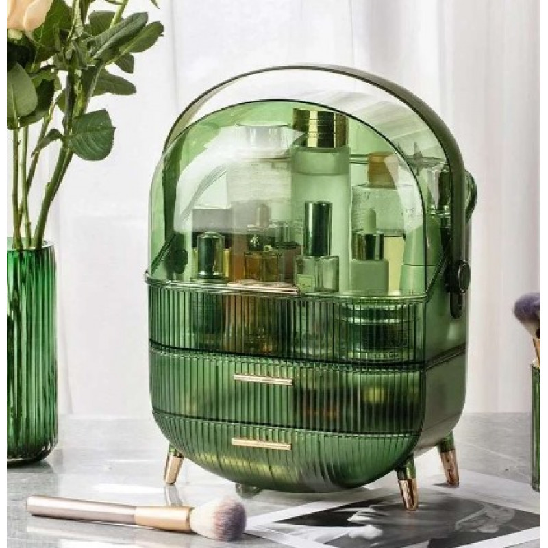 Dust & Water Proof Transparent Large Capacity Makeup Storage Box With Handle