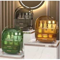 Dust & Water Proof Transparent Large Capacity Makeup Storage Box With Handle