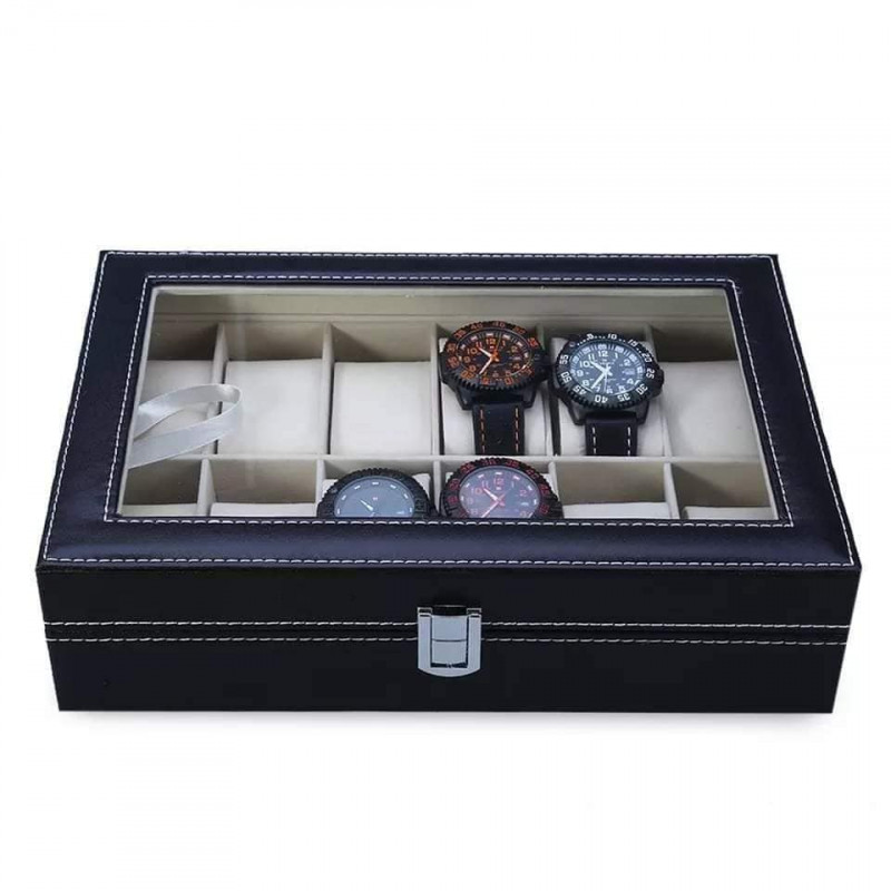 Pu Leather and Glass Watch Box