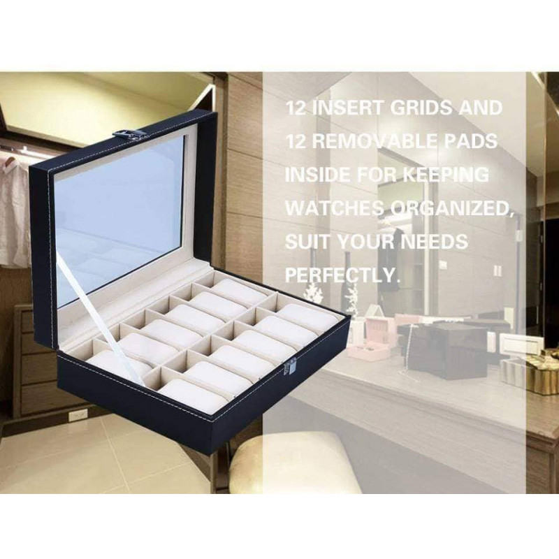 Pu Leather and Glass Watch Box
