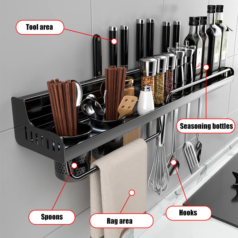 Wall Mounted Multifunctional Kitchen Storage Shelf 