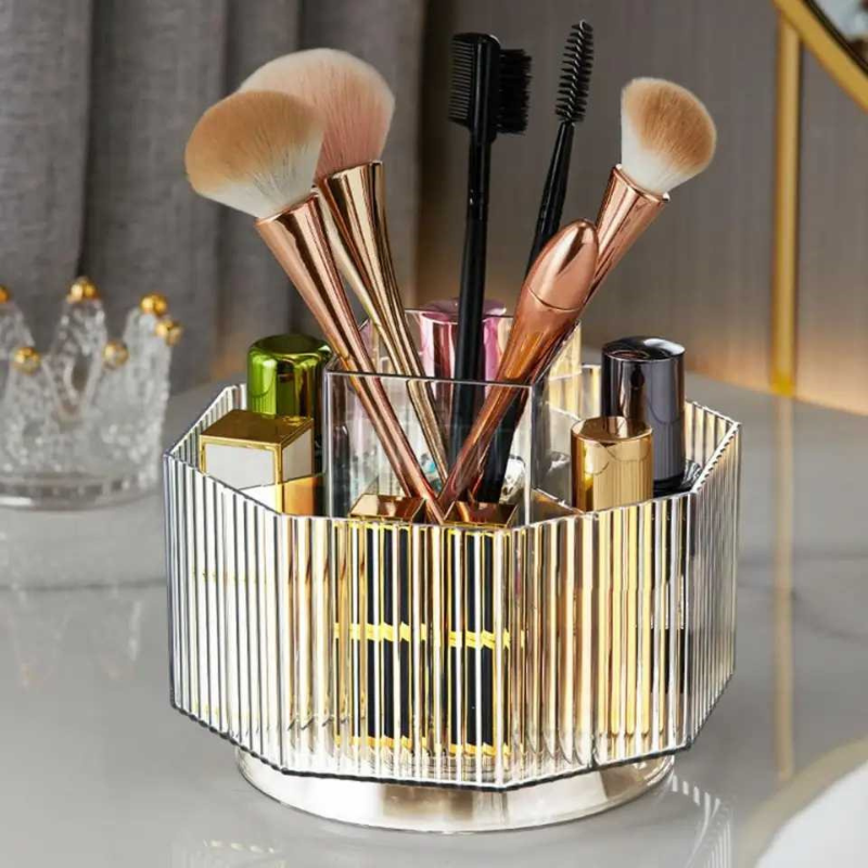 360° Rotating Acrylic Cosmetic Brushes Organizer 