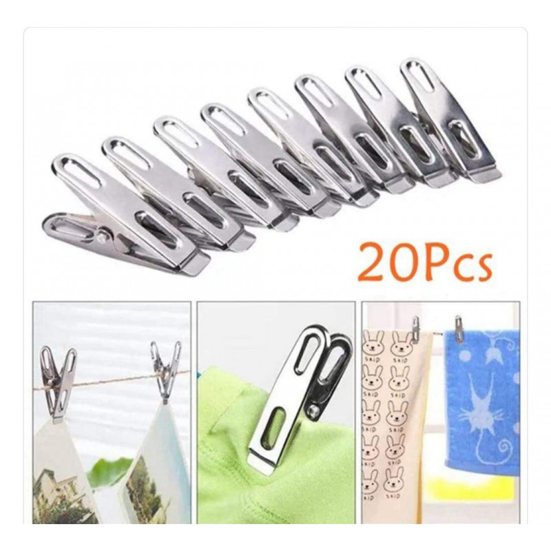 Stainless Steel Cloth Clip 20 pcs