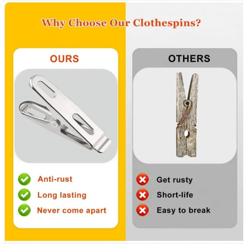 Stainless Steel Cloth Clip 20 pcs