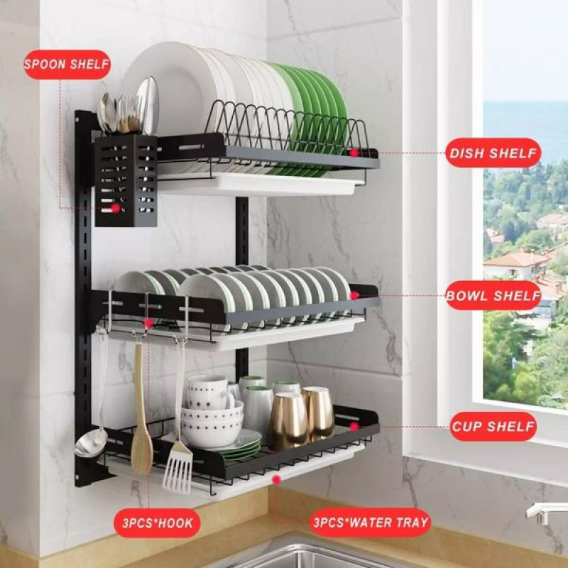 3 Layer Wall Fitting Kitchen Dish Rack