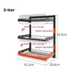 3 Layer Wall Fitting Kitchen Dish Rack