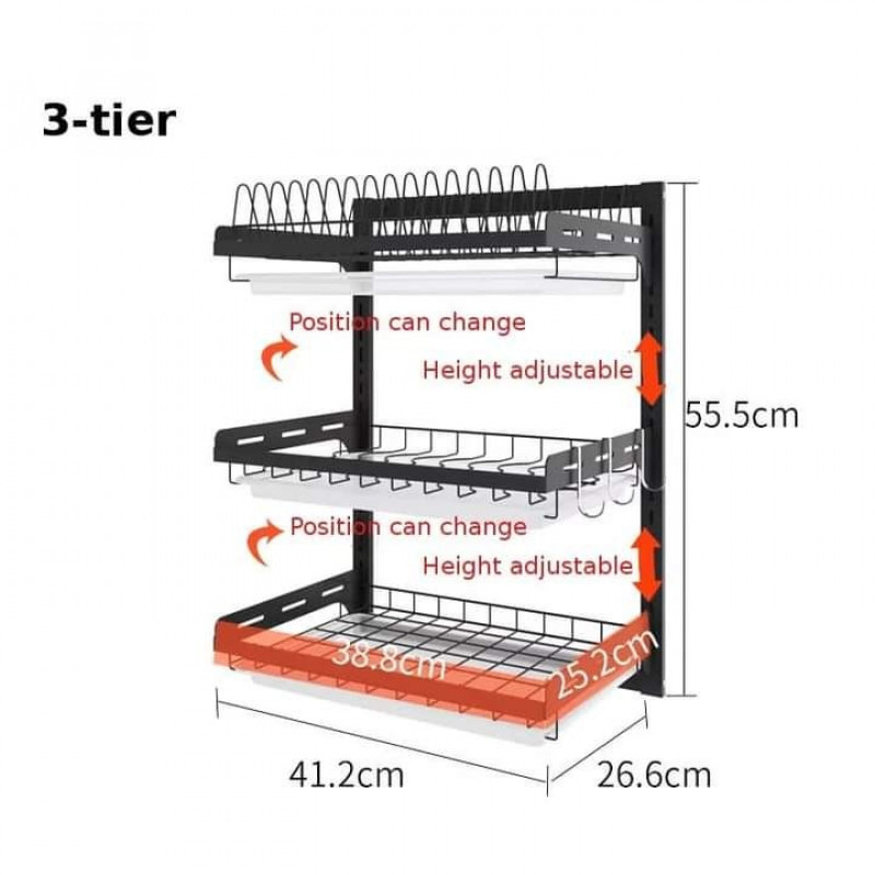 3 Layer Wall Fitting Kitchen Dish Rack