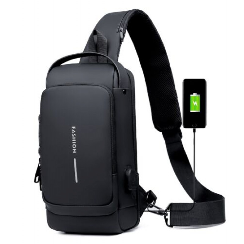 USB charging sport sling Anti-theft shoulder bag 