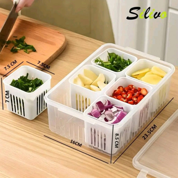 (1 Pcs) 6 grid fridge storage box