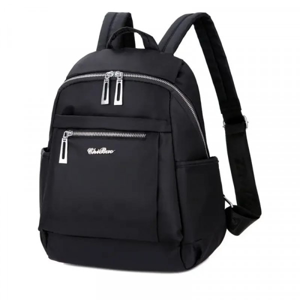 Nylon Backpack Durable Waterproof Casual Shoulder Bag(Black)