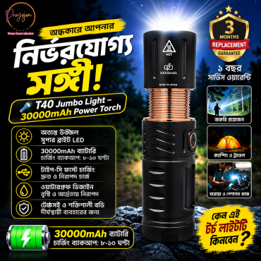 T40 Jumbo Light – 30000mAh Power Torch