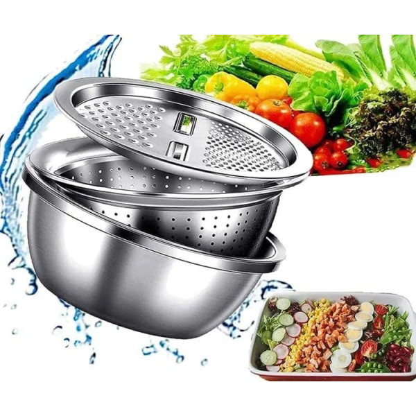 ২ পিস 3 IN 1 VEGETABLE CUTTER WITH DRAIN BASKET