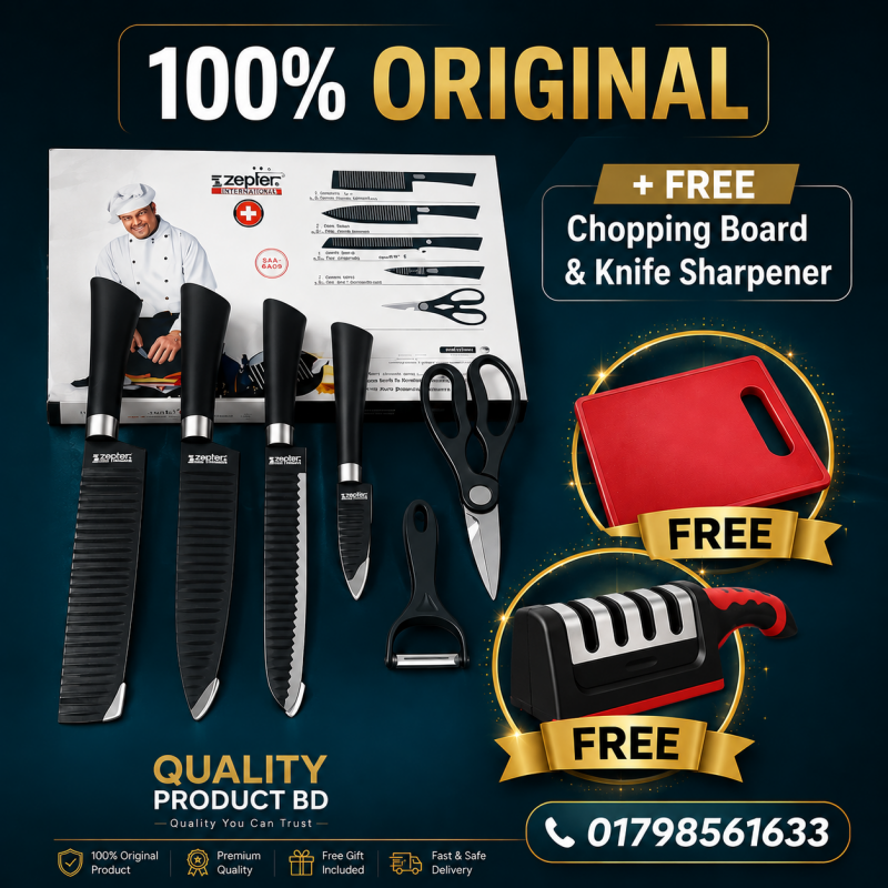 Zepter International 6 pcs Knife set + Free chopping Bord & Knife sharfner 100% Original