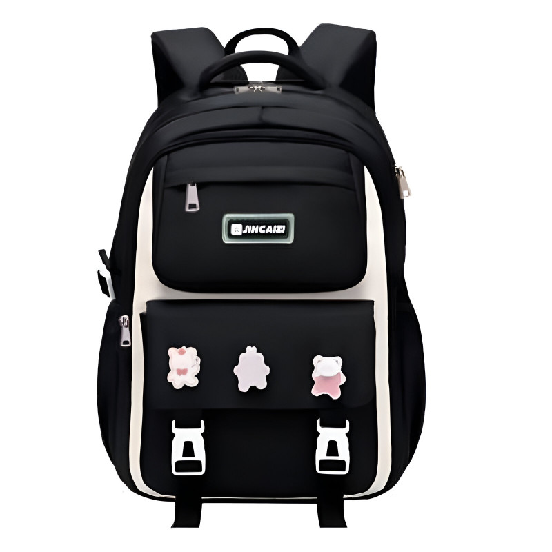 (Black)  Waterproof School Book Bag