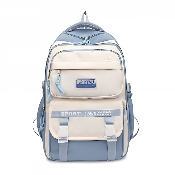 ( Sky Blue) Academy Style Waterproof School Book Bag