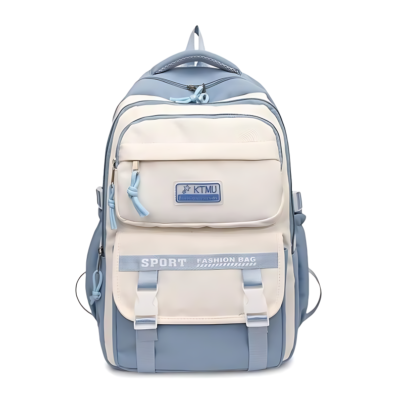 ( Sky Blue) Academy Style Waterproof School Book Bag