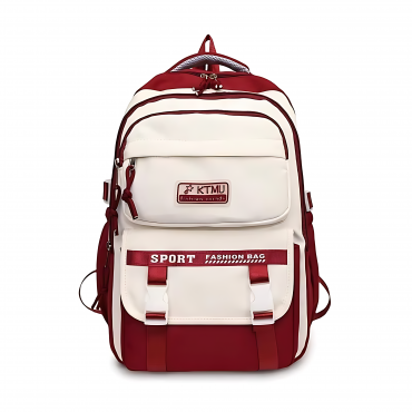 (Meroon Color) Academy Style Waterproof School Book Bag