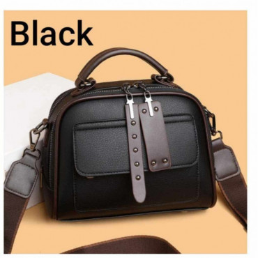 Luxury Design Soft PU Leather Lady Retro Handbag (Black)