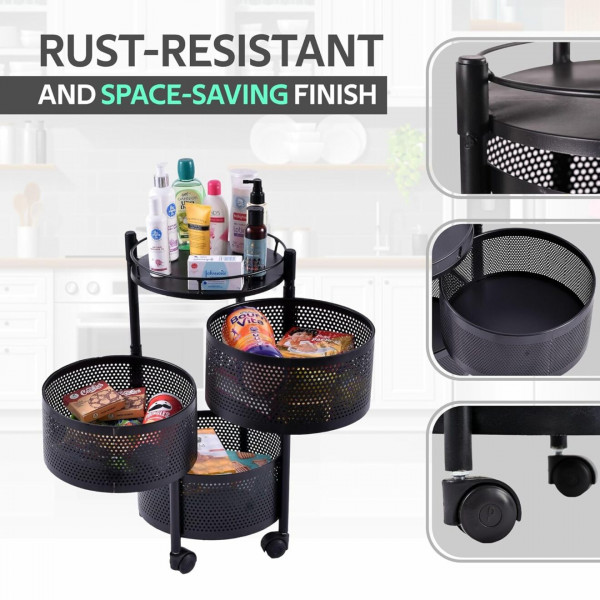 3 Layer Round Shape Kitchen Rack ( 360° Rotating )