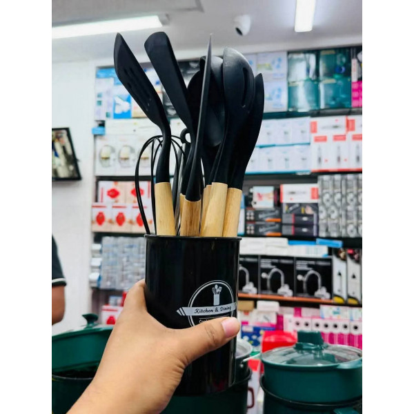 12 Pcs Complete Cooking Tool Set ( Black Colour )