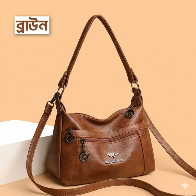 2026 Trending Stylish Soft PU leather Hand bag k10 (Brown)