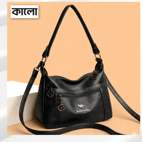 2026 Trending Stylish Soft PU leather Hand bag k10 ( Black )