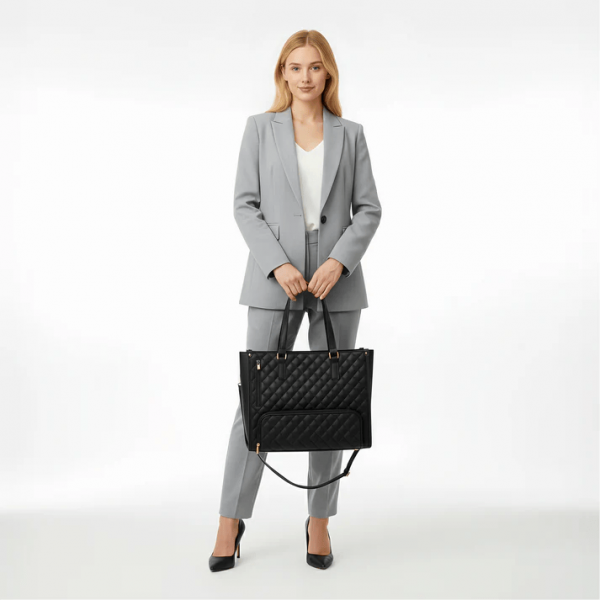 Office - Travel Tote Bag with Lunch Compartment Laptop Bag (Black)